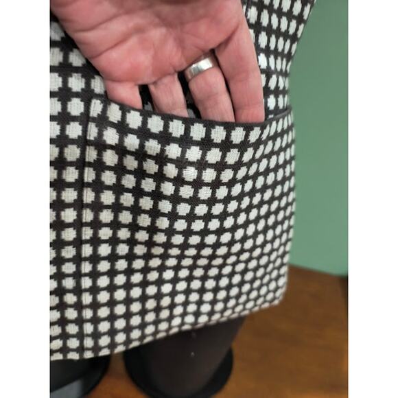 Worth Zip Front Checkered Vest with Front Pockets. Taupe & Cream, Sz 10 - Picture 4 of 6